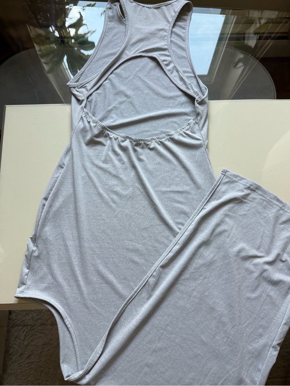 Backless Hi-Slit Grey Dress